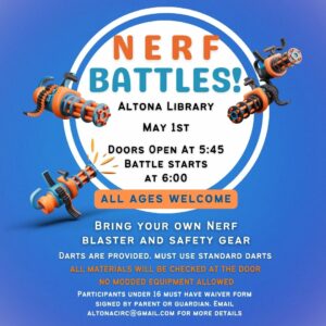 Poster for Nerf Battles in Altona Library