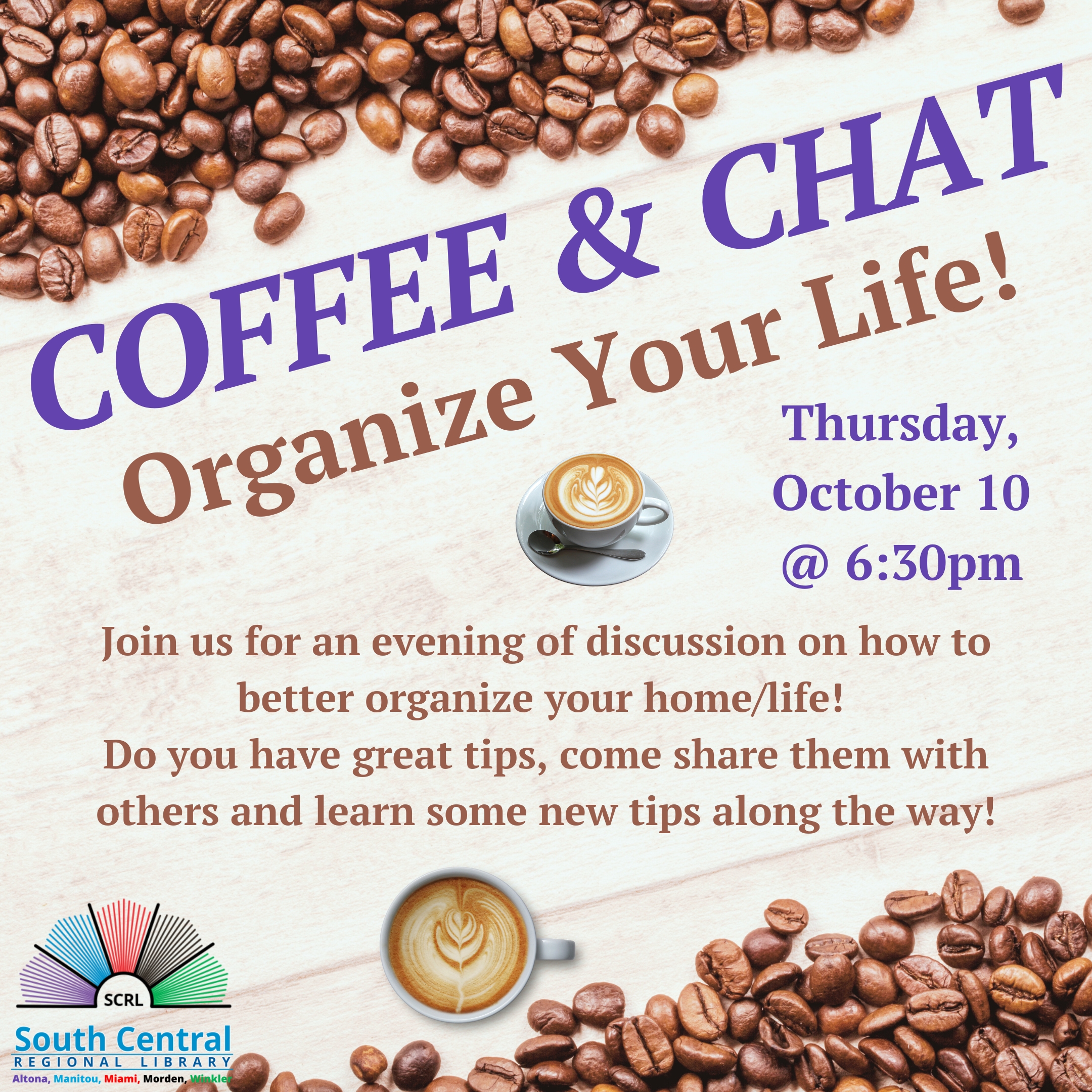 Poster for Altona Coffee & Chat on October 10 @ 630pm