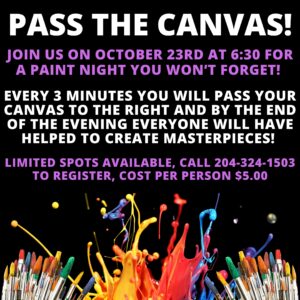 Poster for Altona Pass The Canvas Paint Night on October 23 @ 630pm