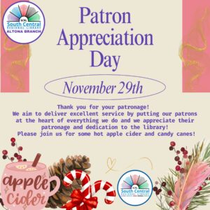 Join us for patron appreciation day on Nov 29! We will be staying open till 8pm this evening to help celebrate the Night of Lights!